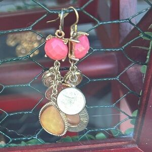 Maurices Gold and Pink Dangle Earrings